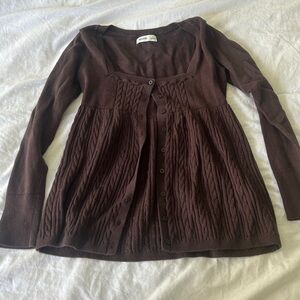 Hollister Brown Cable Knit Babydoll